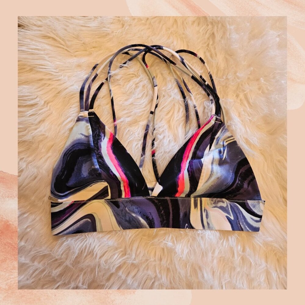 VS PINK Blue Swirl Strappy Athletic Bralette